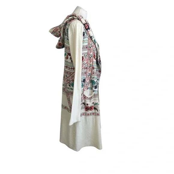 Biya Johnny Was Womens Hooded Embroidered Long Cardigan With Pockets Sz Small
